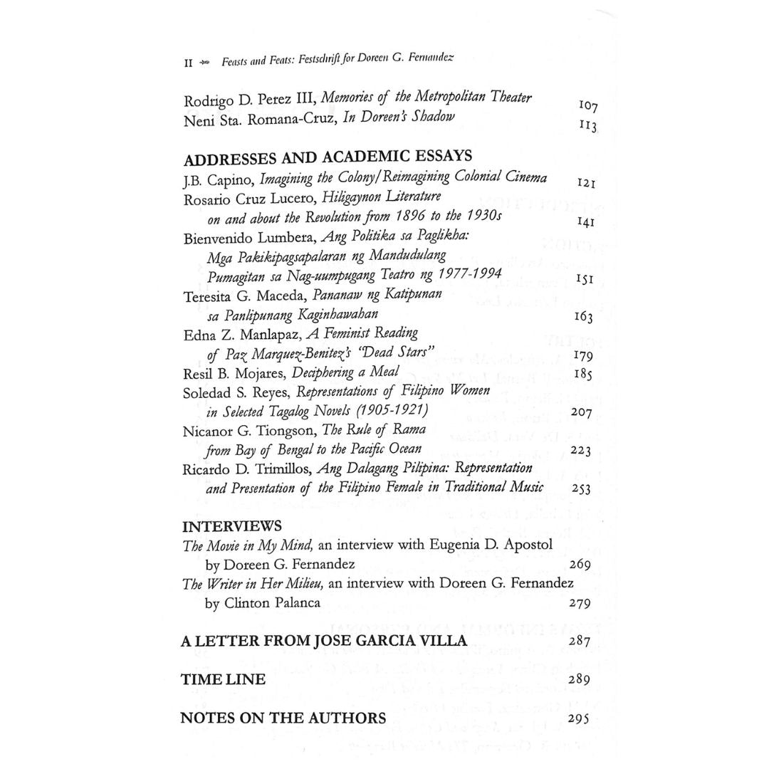 Feasts and Feats (Table of Content 2)