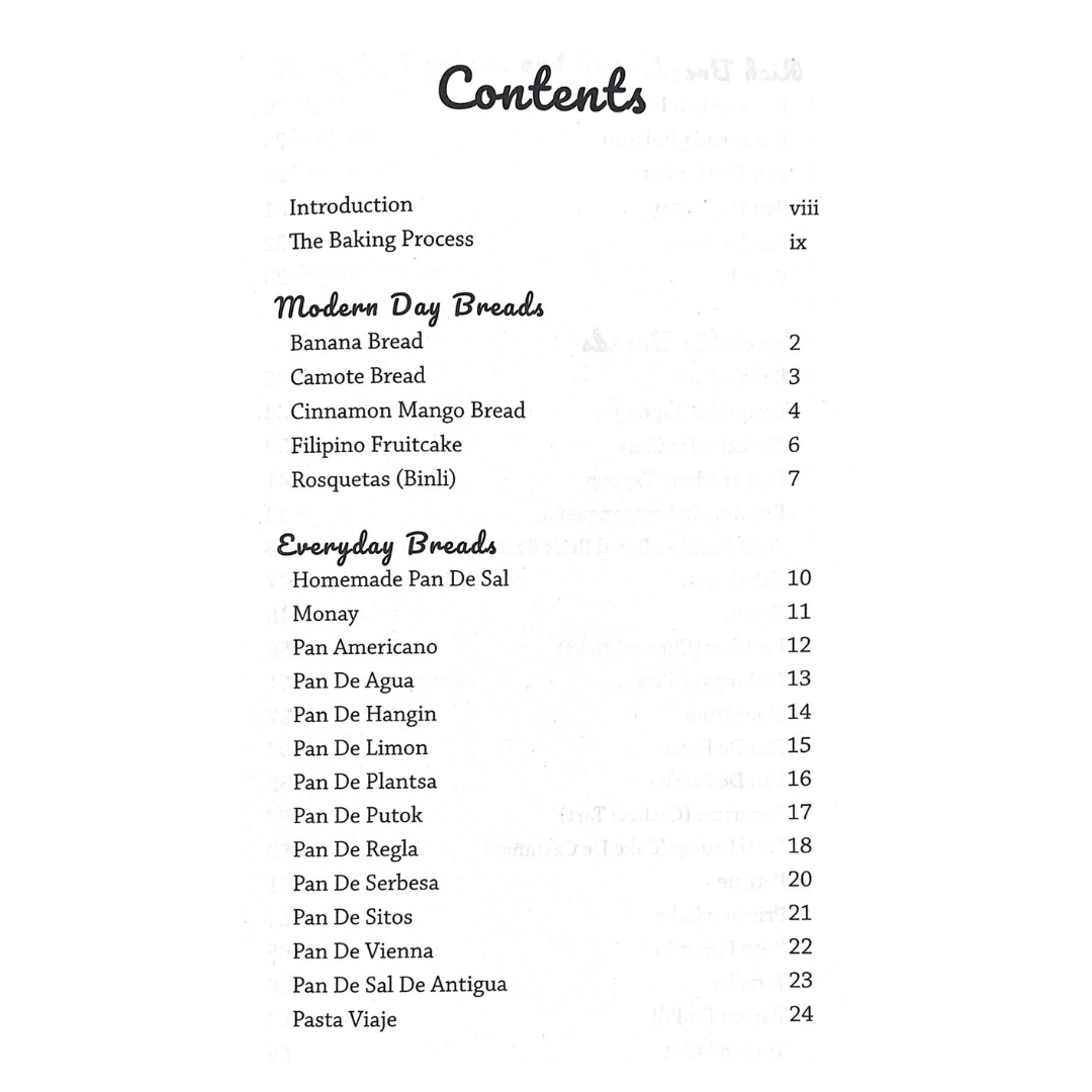 Philippine Breads By Gene Gonzalez (Table of Content 1)