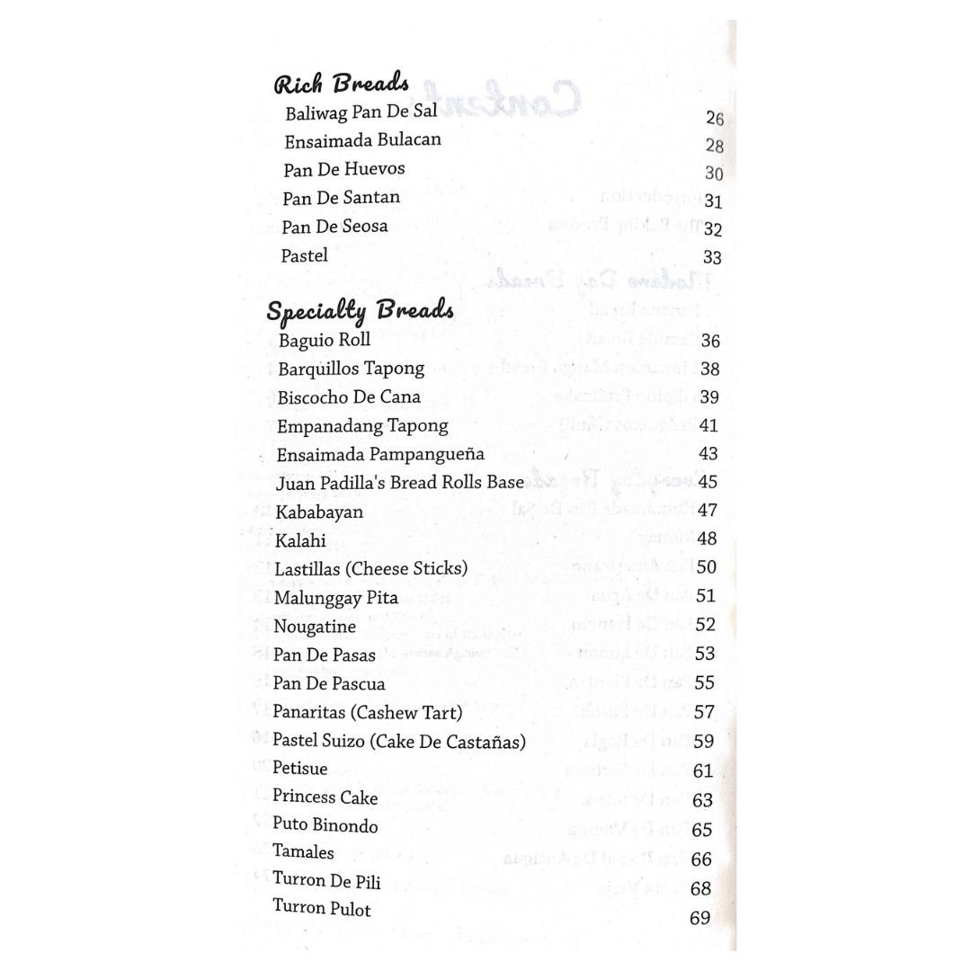 Philippine Breads By Gene Gonzalez (Table of Content 2)