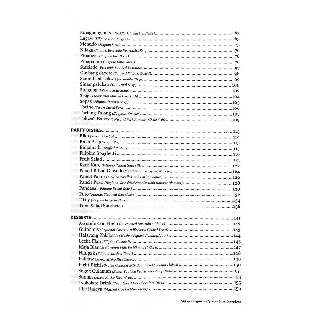 Filipino Vegan: Recipes and Stories to Stir up Filipino Flavors and Perspectives by RG  Enriquez-Diez  Table of Content 2
