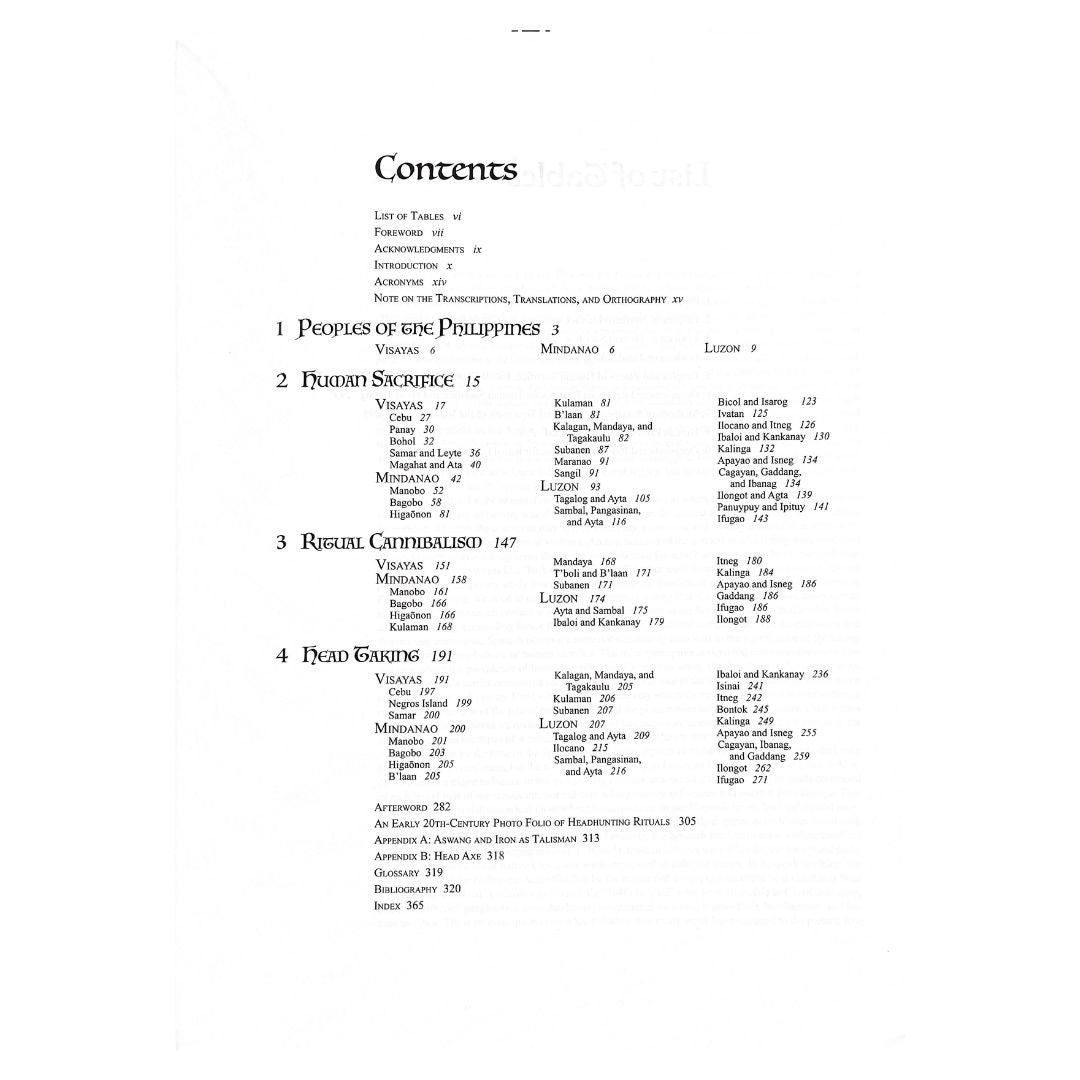 Pugot: Head Taking, Ritual Cannibalism and Human Sacrifice in the Philippines By Narciso C. Tan (Table of Contents)