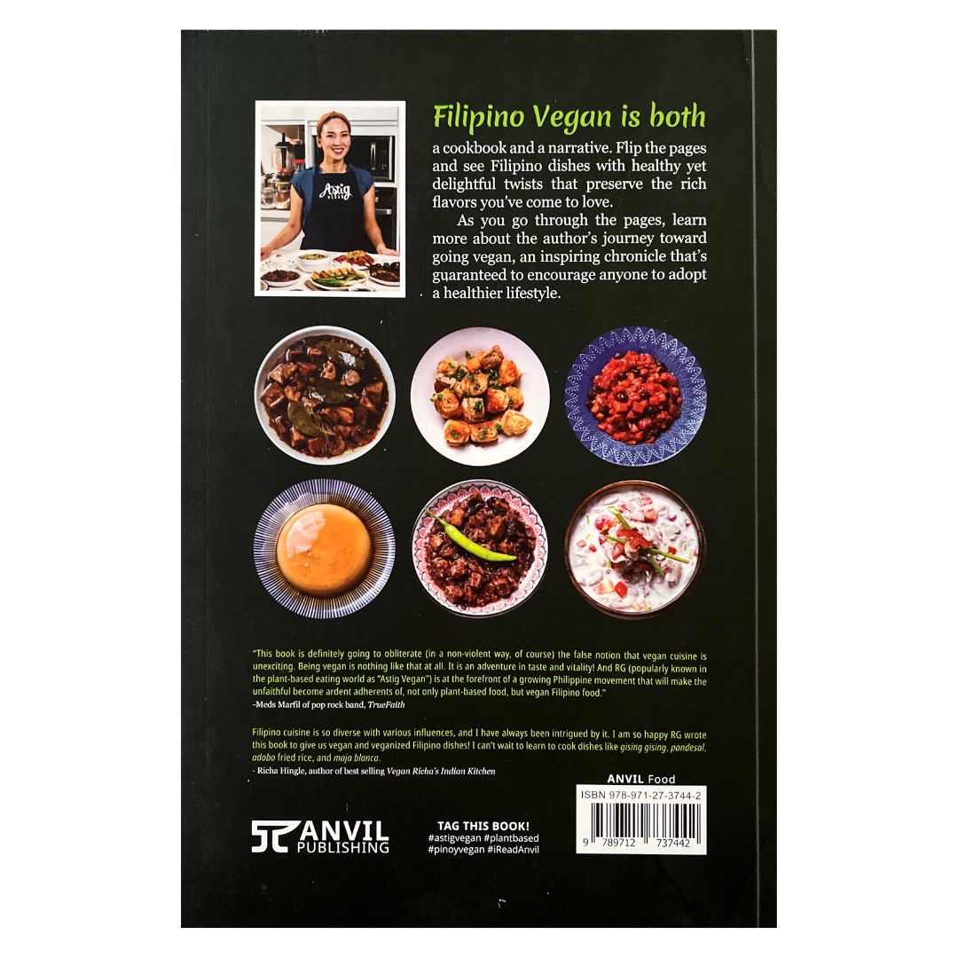 Filipino Vegan: Recipes and Stories to Stir up Filipino Flavors and Perspectives by RG  Enriquez-Diez  Back Cover