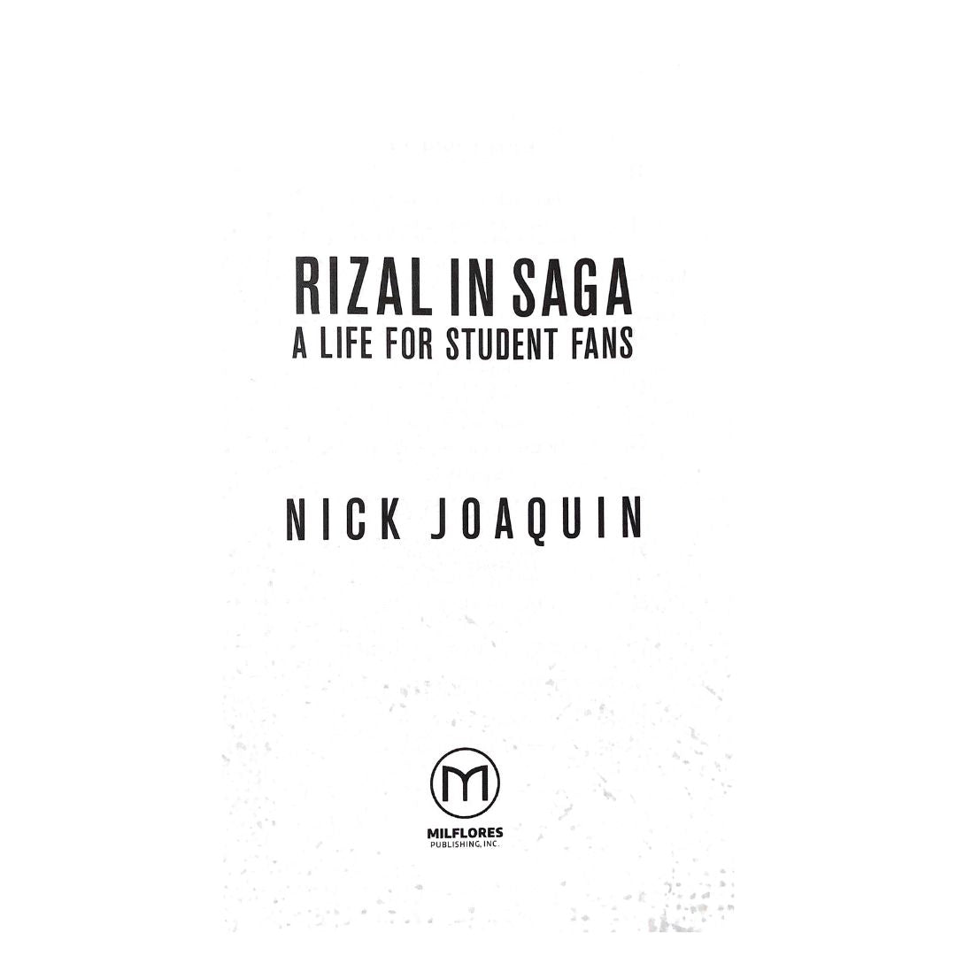 Rizal in Saga: A Life for Student Fans by Ambeth R. Ocampo Title page