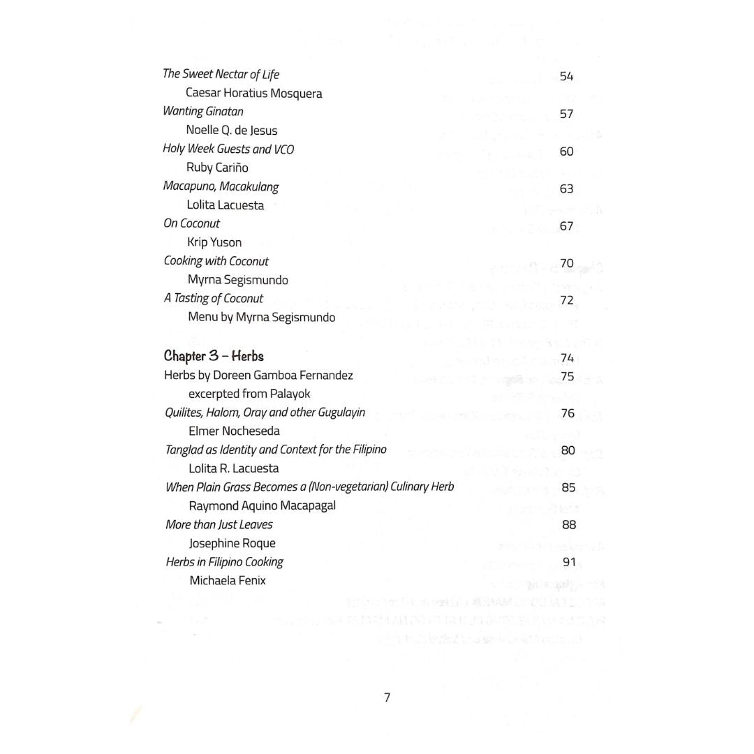Sangkap: Basic Philippine Ingredients (Table of Content 2)
