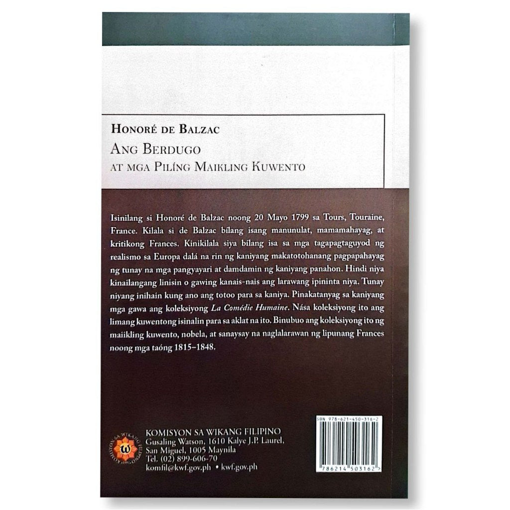 Ang Berdugo at Mga Piling Maikling Kuwento by Honore de Balzac (Translated by Aileen V. Sicat) Front Cover