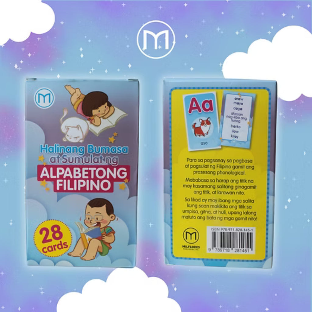 Halinang Bumasa at Sumulat Alpabetong Filipino Flashcards Front Cover